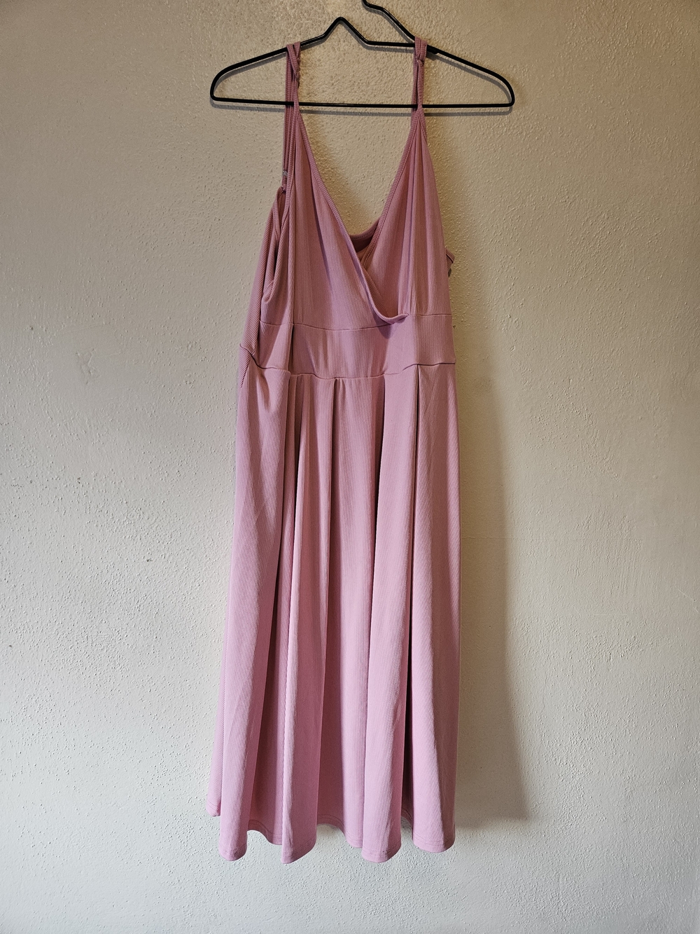 Sleeveless Blush Midi Dress with Draped V-Neck